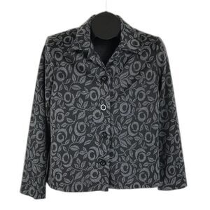 Kim Rogers Signature Floral Button Up Blouse Size Medium Petite Stretch Career